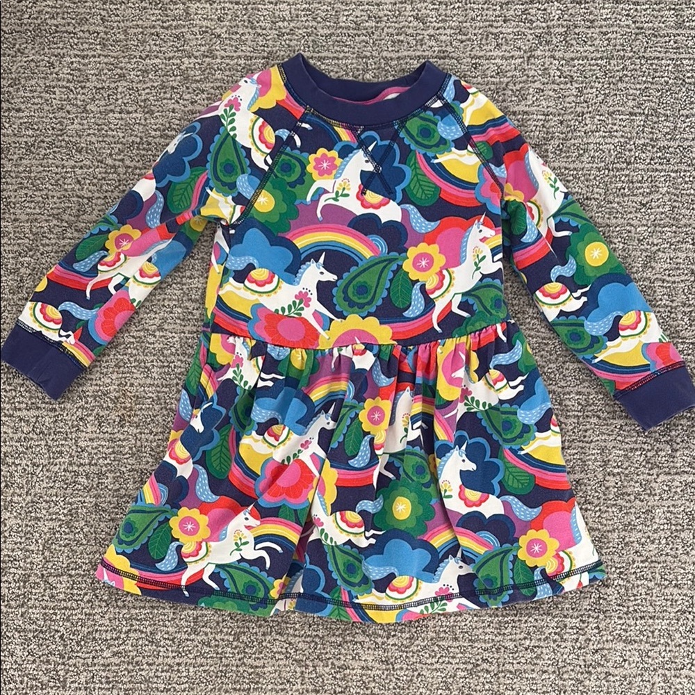 Mini Boden Colorful Unicorn and Rainbow Dress